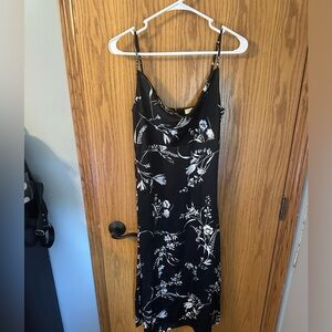 Black satin floral dress size small
